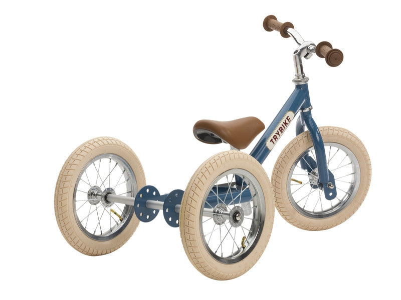 Trybike - Matte Blue Vintage bike with Cream Tyres and Chrome (3 wheel)