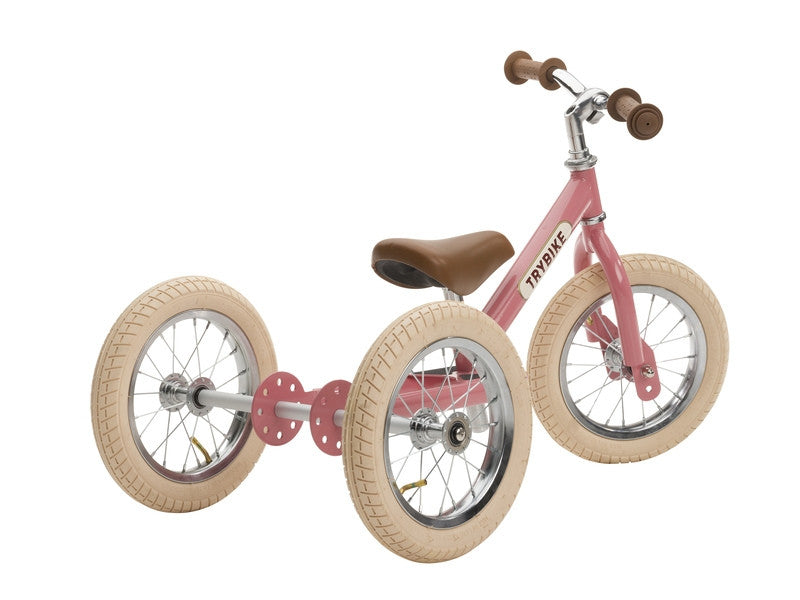 Trybike - Matte Pink Vintage with Cream Tyres and Chrome (3 wheel)