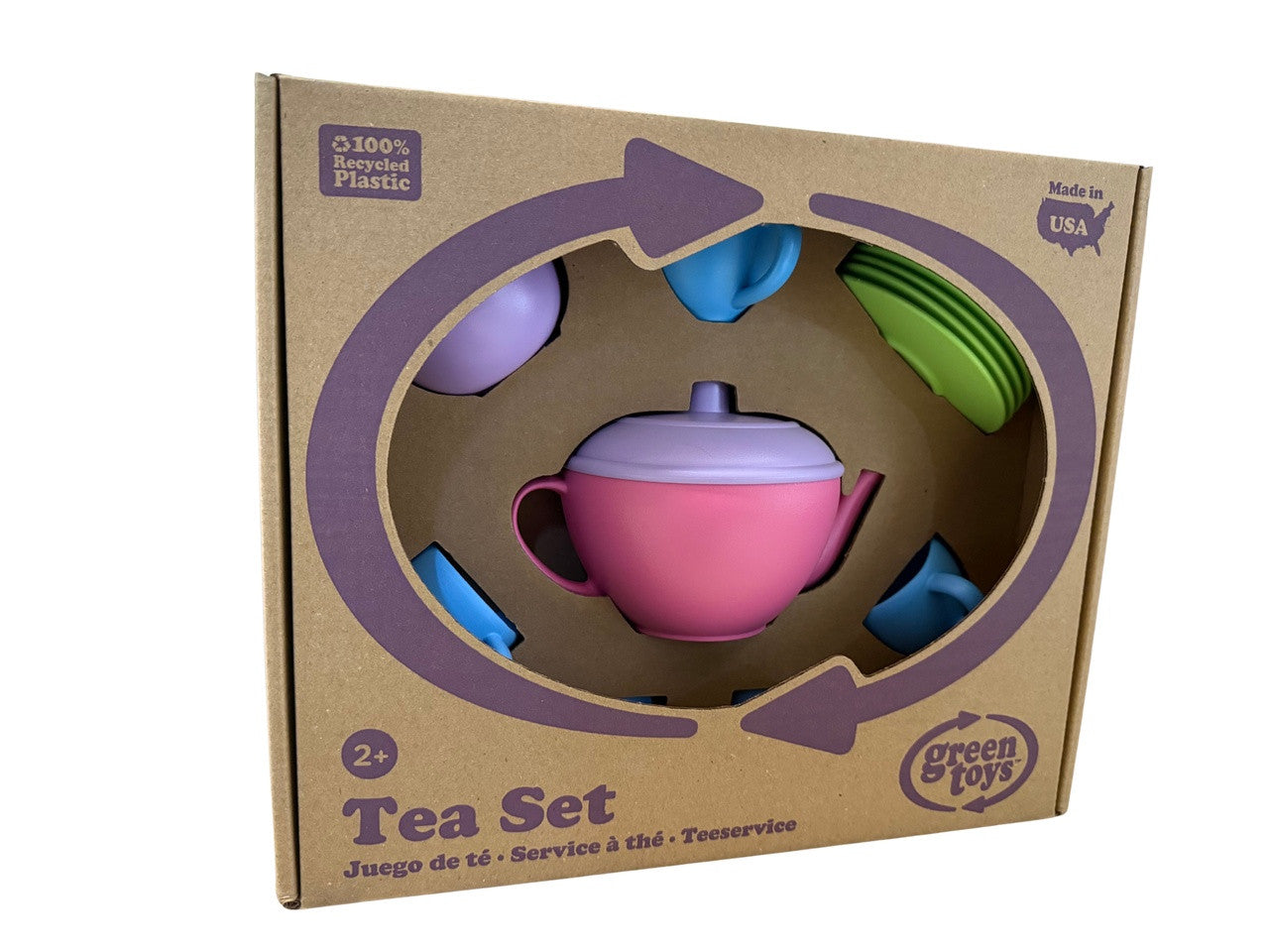 Green Toys-  Tea Set - Dark Pink