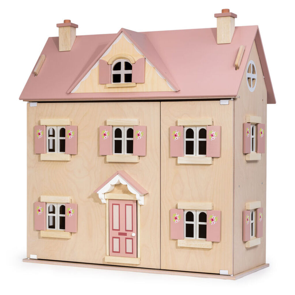 the roof lifted away from the Alouette wooden dolls house to reveal the attic space