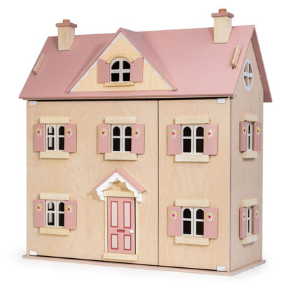 the roof lifted away from the Alouette wooden dolls house to reveal the attic space