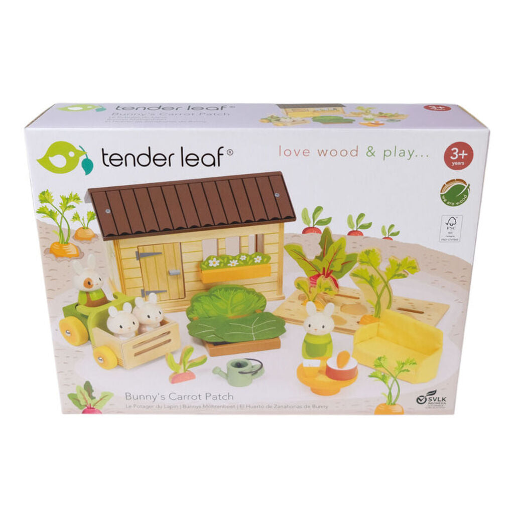 the complete Bunny's Carrot Patch set packed back inside the shed ready for storage