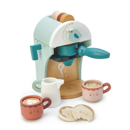 Tender Leaf Toys Babyccino Maker wooden toy coffee machine with cups and cafe accessories