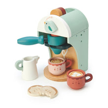 Front view of the Tender Leaf Toys Babyccino Maker showing its illustrated dials and spout
