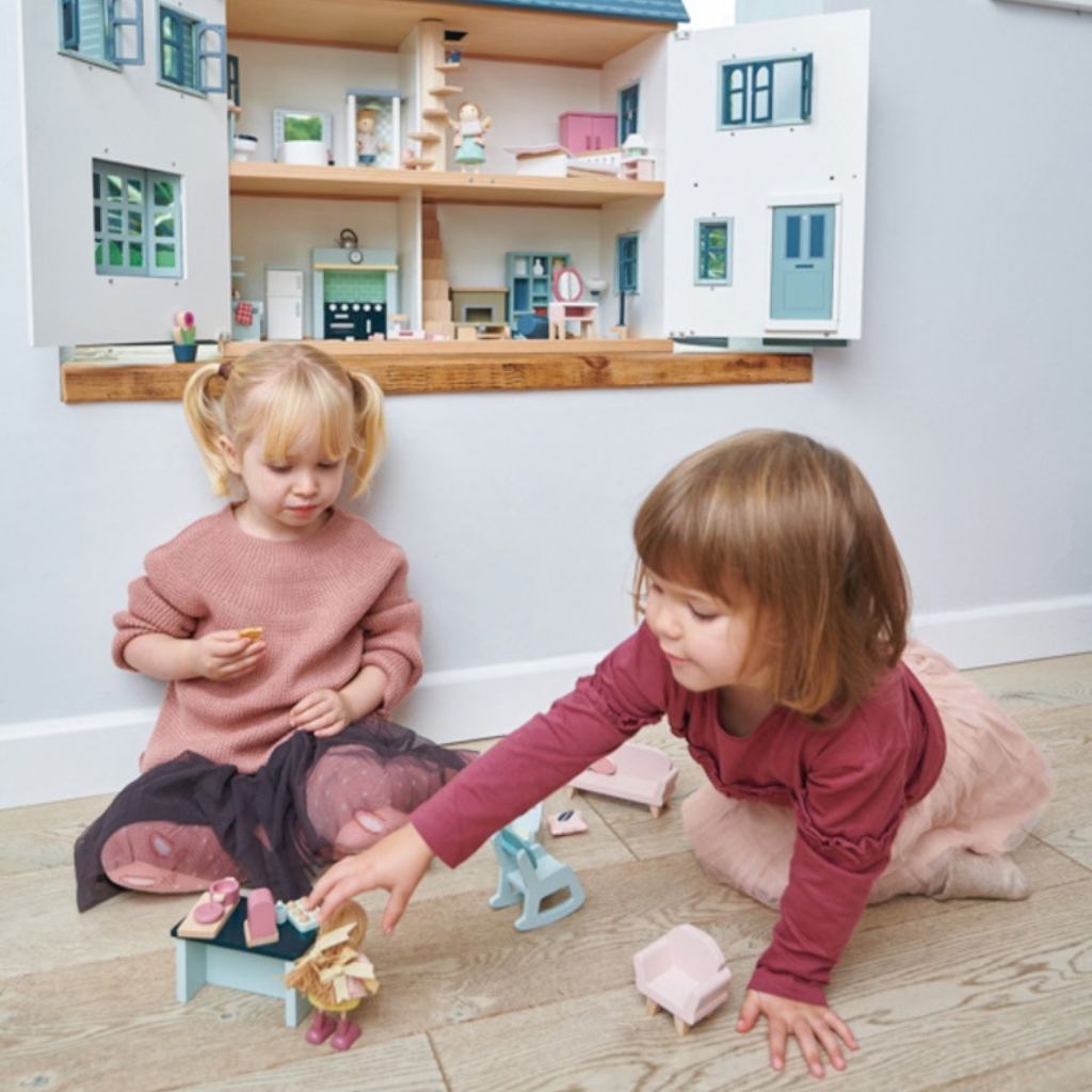 Attic room in the Tender Leaf Toys Dovetail doll house ready for furniture and doll figures
