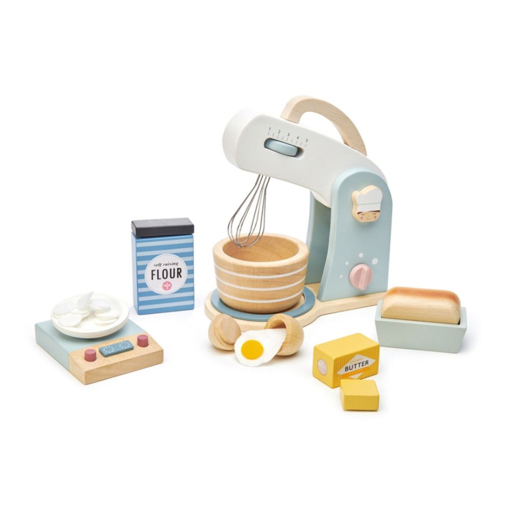 Tender Leaf Toys Home Baking wooden set with illustrated baking tools for play kitchen role play