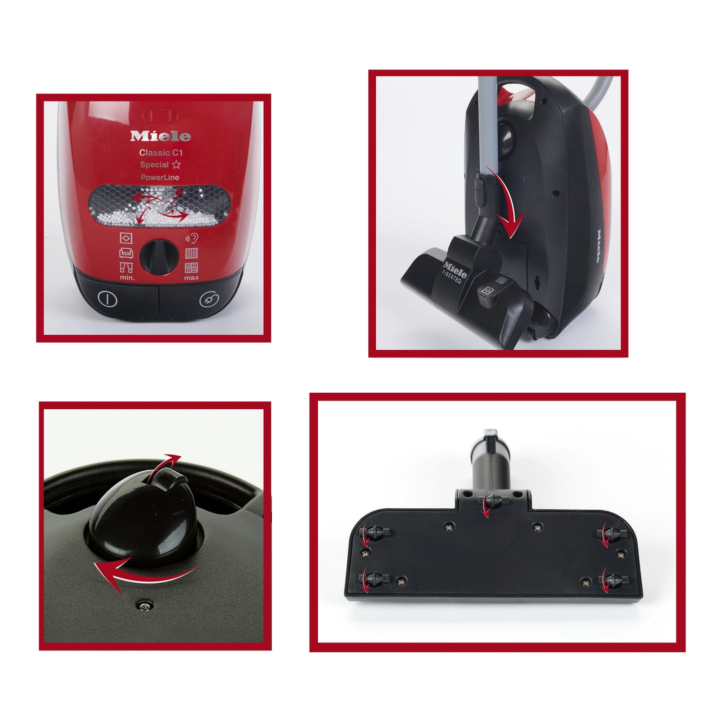 Theo Klein Miele Vacuum Cleaner toy features including realistic design and storage function