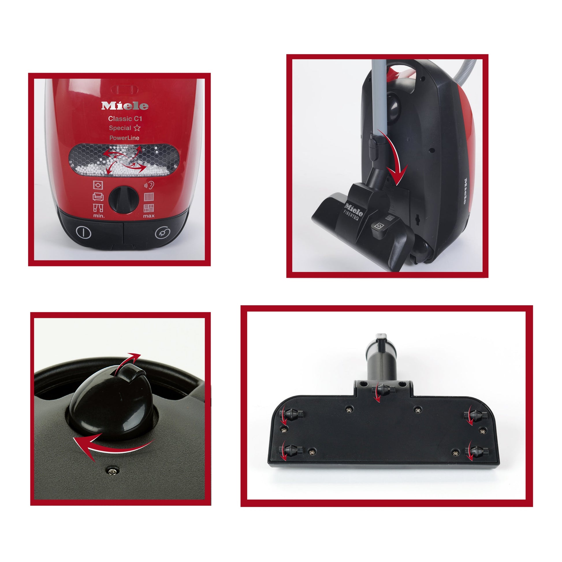 Theo Klein Miele Vacuum Cleaner toy features including realistic design and storage function