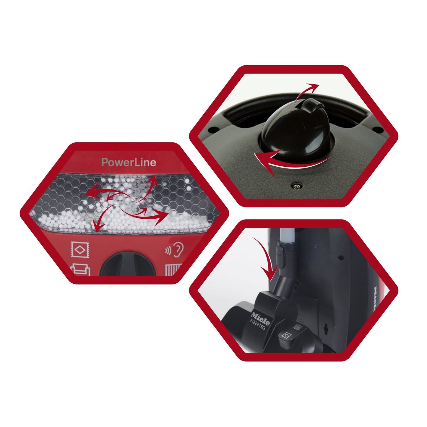 Close up of Theo Klein Miele Vacuum Cleaner toy with moving beads and interactive features