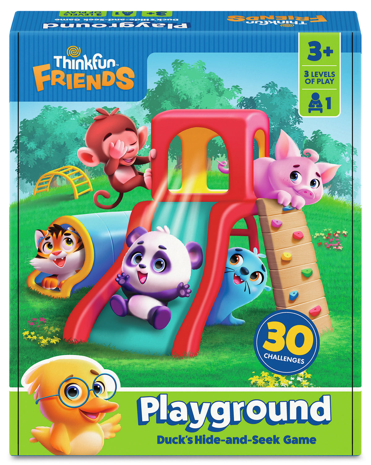 ThinkFun Friends Playground 76675 preschool hide-and-seek logic game with playground pieces and challenge cards