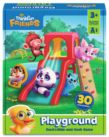 ThinkFun Friends Playground 76675 preschool hide-and-seek logic game with playground pieces and challenge cards