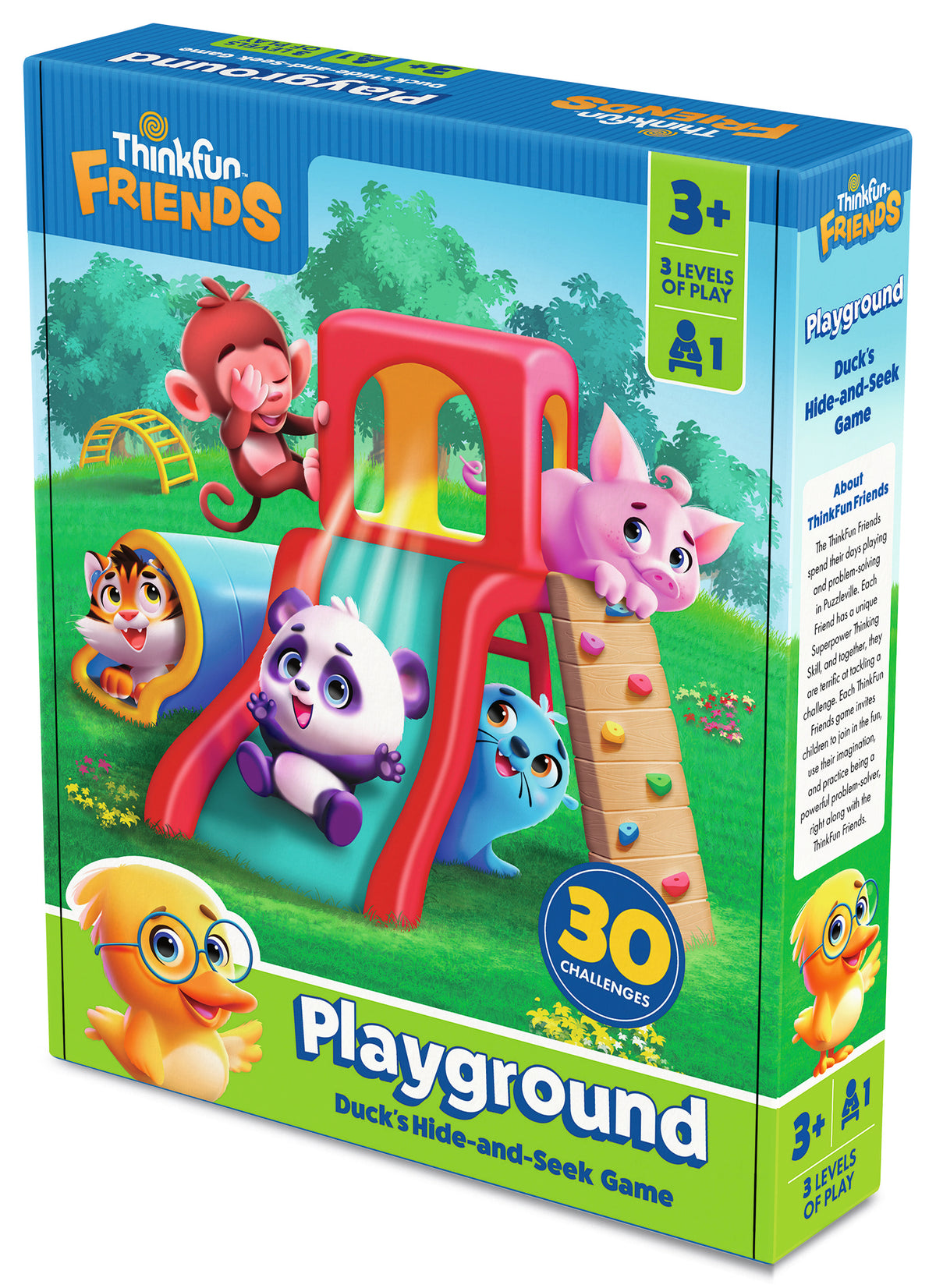 ThinkFun Friends Playground 76675 preschool hide-and-seek logic game with playground pieces and challenge cards