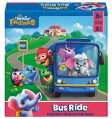 ThinkFun Friends Bus Ride 76676 preschool logic game with bus board, animal figures and 30 challenge cards