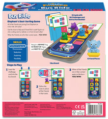 ThinkFun Friends Bus Ride 76676 preschool logic game with bus board, animal figures and 30 challenge cards