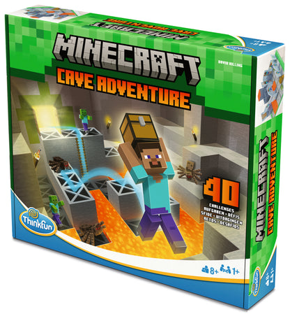 ThinkFun Minecraft Cave Adventure 76700 solo logic puzzle game with Minecraft cave, mobs, treasure chest and challenge cards