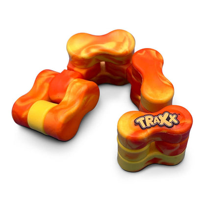 Traxx sensory fidget toy with flexible rotating tracks