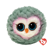 Feathers the Grey Owl Ty Beanie Bouncer soft plush toy shown front-on against a plain white background