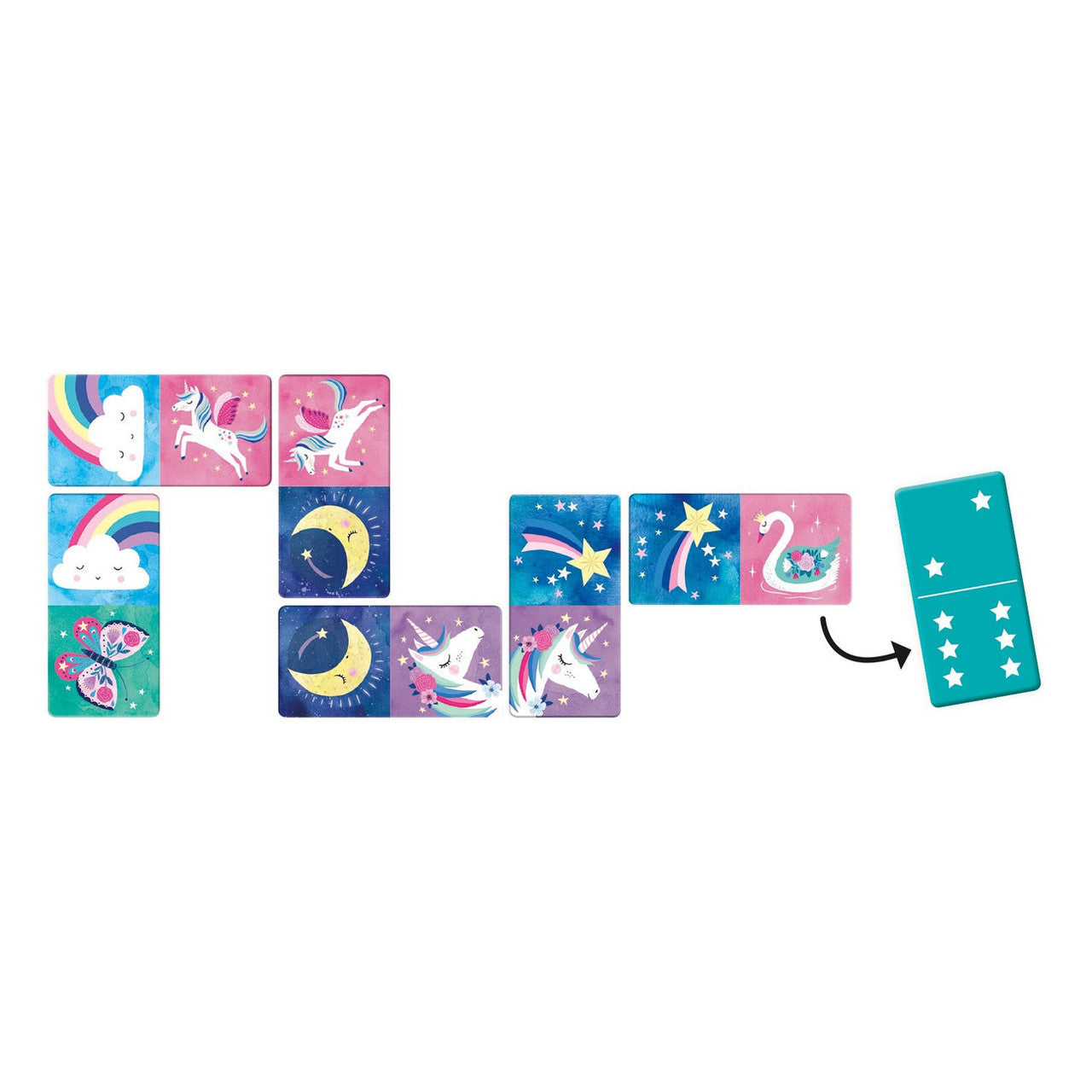 Mudpuppy - Unicorn Dominoes Game