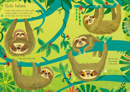 Usborne Sloths & Their Jungle Friends Sloth Babies sticker activity pages
