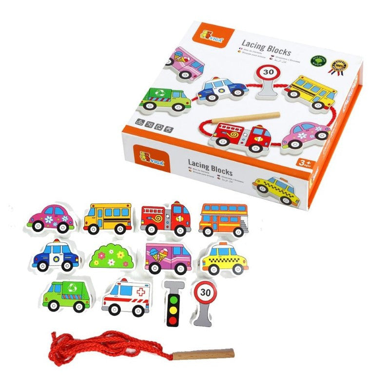 Viga Toys - Lacing Blocks Transportation