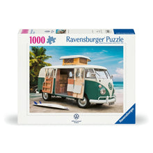 Ravensburger Volkswagen T1 camper van 1000 piece puzzle box featuring the classic split-window Kombi design