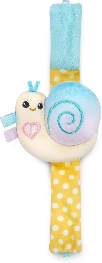 Newborn baby lying on a play mat reaching towards the VTech Forest Pals sensory character toys