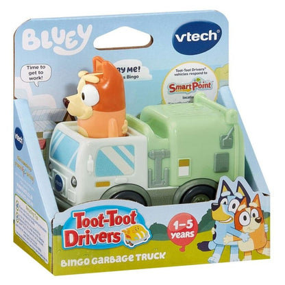 VTech Toot-Toot Drivers Bluey Bingo Garbage Truck interactive vehicle with lights and sounds for children aged 1 to 5 years