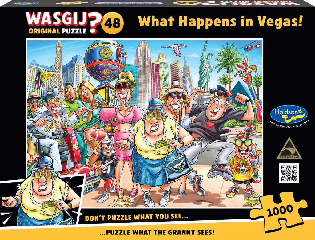 Wasgij Original 48 What Happens In Vegas 1000 piece mystery jigsaw puzzle box by Holdson
