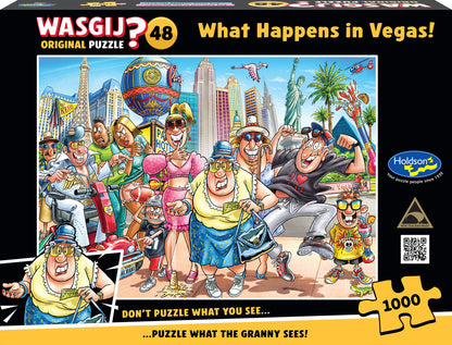 Wasgij Original 48 What Happens In Vegas 1000 piece mystery jigsaw puzzle box by Holdson