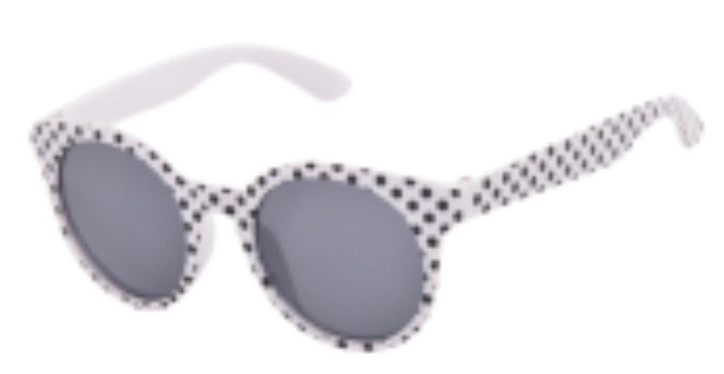 Freckles Sunglasses - Round - White Polka Dot