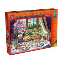 Holdson Window Wonderland English High Tea 1000 piece jigsaw puzzle box with an afternoon tea window