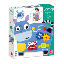 Goula donkey activity table seen from above with the finger labyrinth and lift-up surprise flap