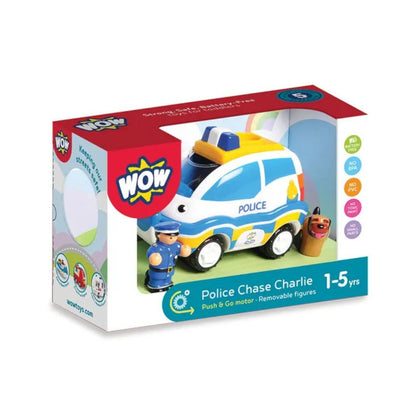 WOW Toys - Police Chase Charlie | Push & Go Police Car with Officer & Dog
