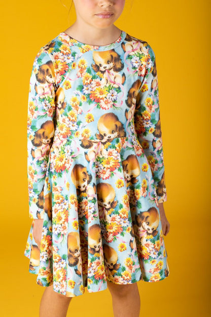 Puppy Love Long Sleeve Waisted Dress