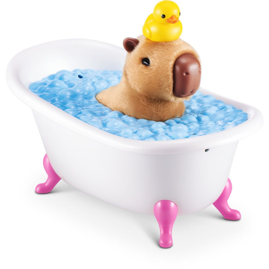 ZURU Pets Alive Mama Capybara and Baby Surprise interactive walking toy with bathtub, baby capybaras and magic magnet duck